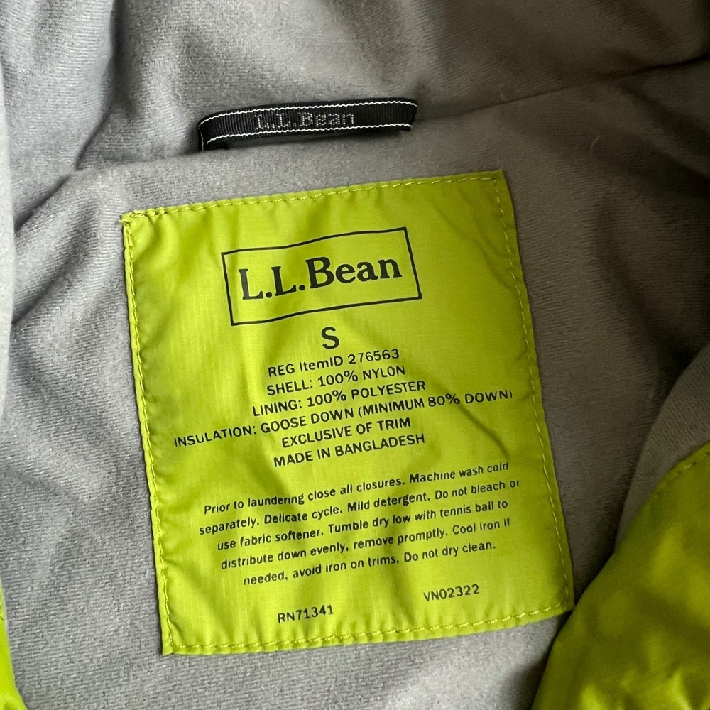 LL Bean Womens Small Lime Green Goose Down Quilted Puffer Vest Snap Front 276563 - Picture 6 of 8